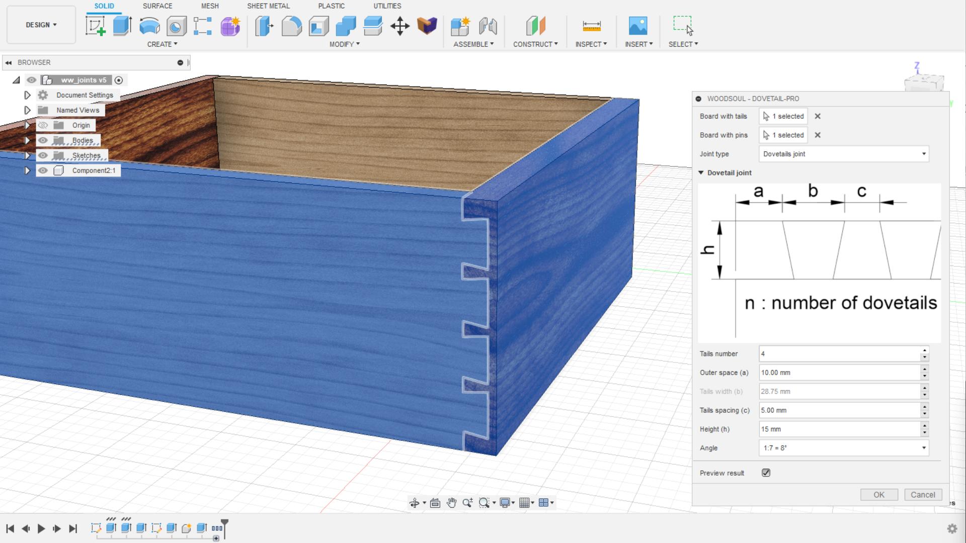 half blind dovetail joint