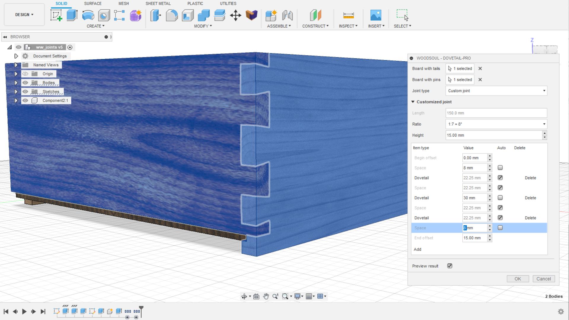 customized dovetail joint